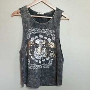 Women's Gray Sleeveless Top with Elephant Design